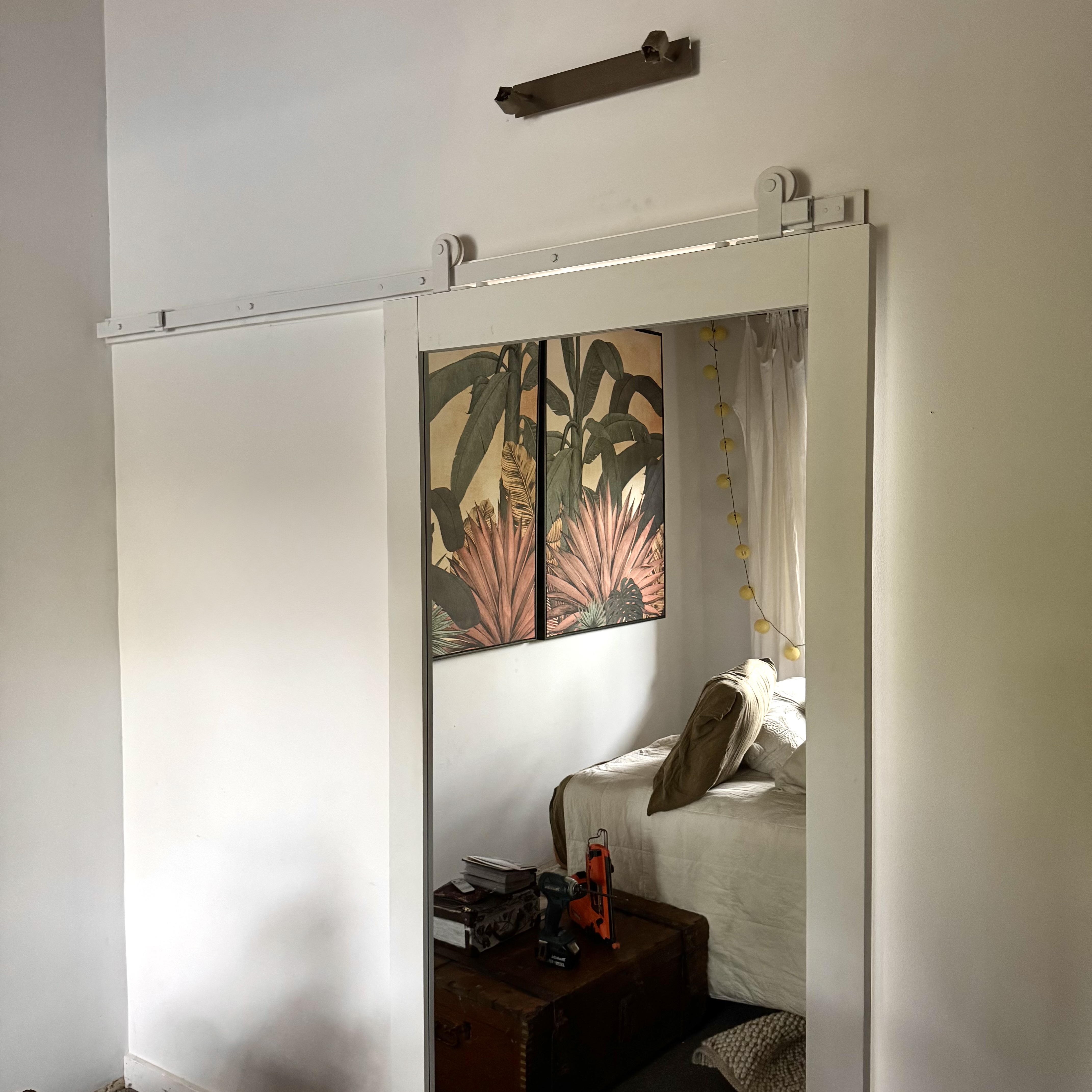 Sliding barn door by TW Fixouts — Top-hung track · Mirror panel